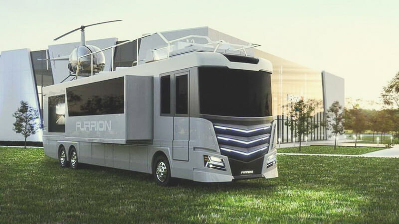 Super Luxus-Wohnmobil mit Whirlpool und Heli-Landeplatz