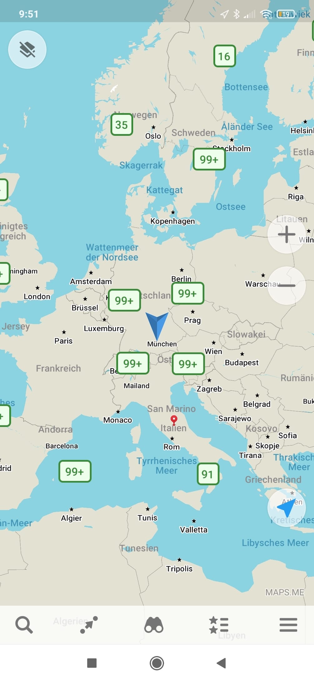 Screenshot von Maps.Me zur Navigation von Wohnmobilen und Wohnwagen