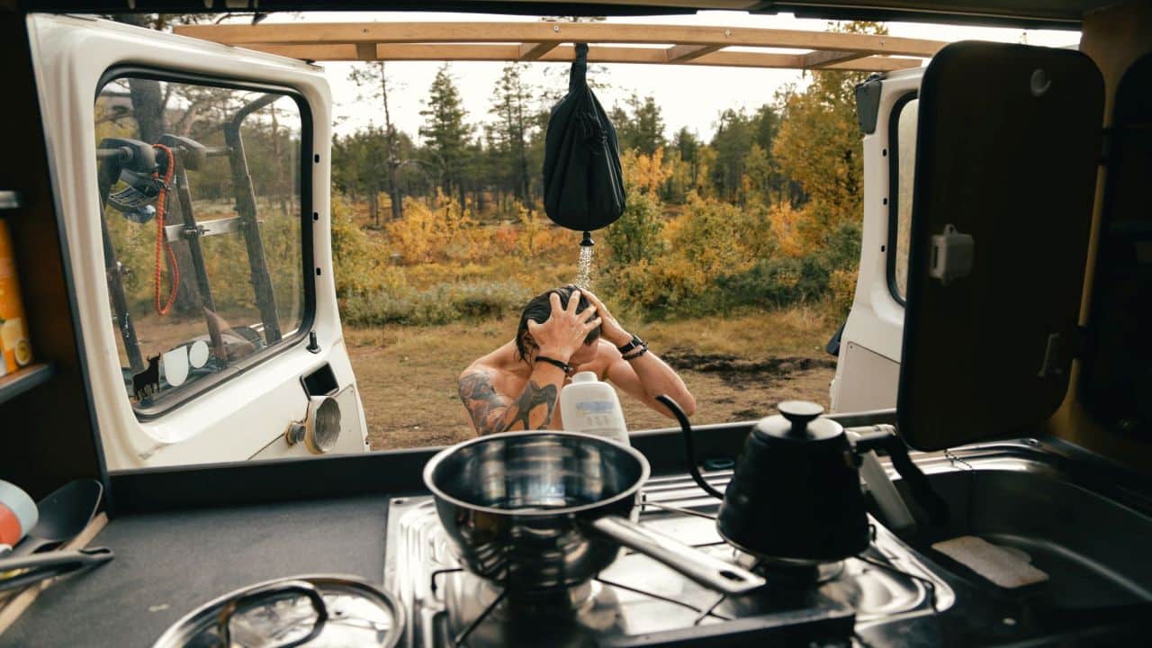 Solardusche Camping am Wohnmobil